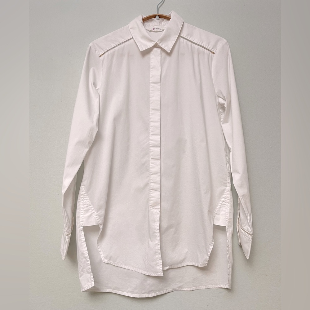 Athleta Long Sleeve Button Up, White Sz XS